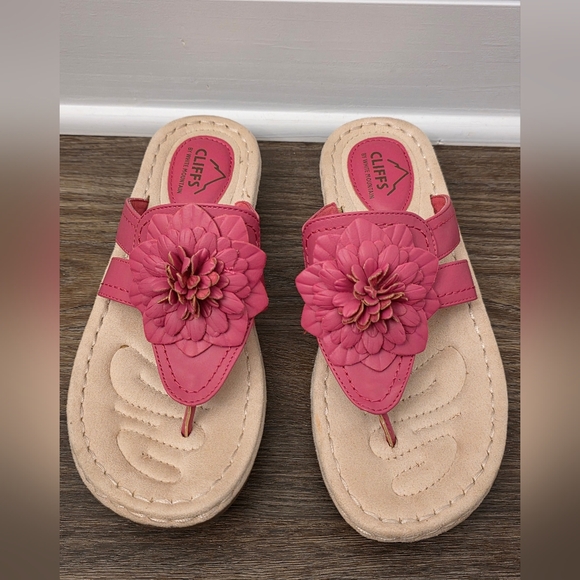Cliffs By White Mountain Cassia Thong Sandals Pink And Cream Size 8 - Picture 1 of 5